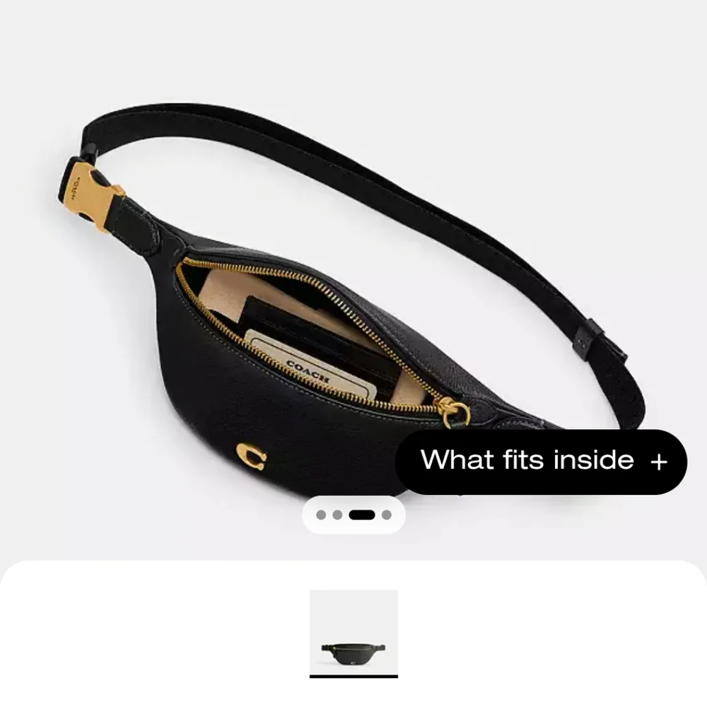 New! Essential Black Leather Belt Bag #CR507 - Picture 4 of 9